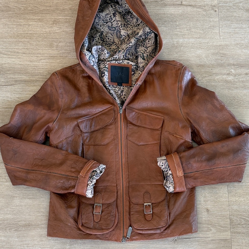 Brown leather jacket